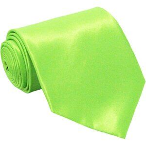 Men's Lime Solid Pure Color 3.75" Imported Satin Formal Neck Ties